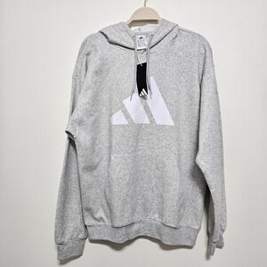 NWT Adidas Mens Hoodie Pullover Sweatshirt Athleisure‎ Cotton Light Gray M